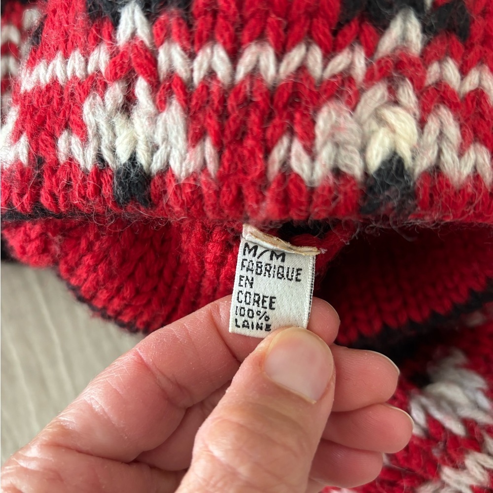 Vintage Espirit Sport Red Black Wool Sweater Nordic Fair Isle Women’s Medium - Picture 6 of 9